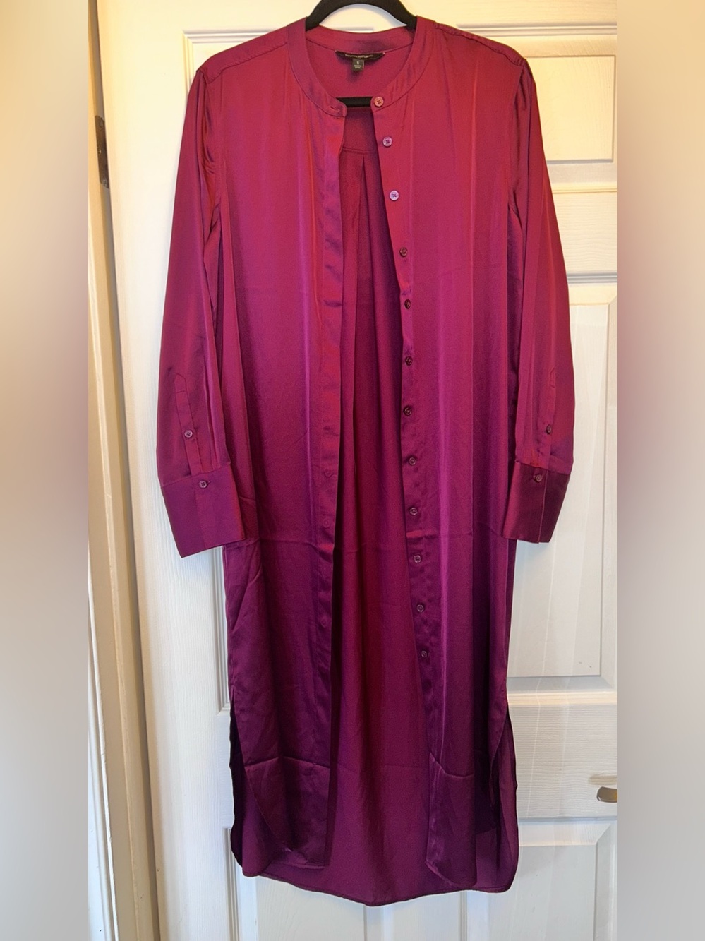 Banana Republic Deep Magenta Button-Front Shirt Dress